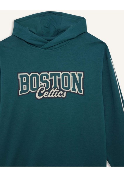 NBA Boston Celtics Boxy Fit Kapüşonlu Modal Sweatshirt E8948AX25AU fırsatları