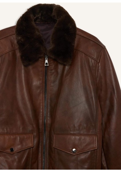 %100 Deri Premium Modern Fit Polo Yaka Astarlı Fermuarlı Mont G5521AX25WN indirimleri