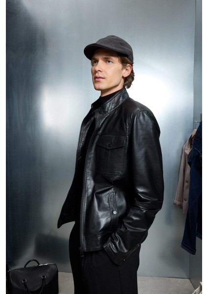 %100 Deri Premium Slim Fit Dar Kesim Dik Yaka Astarlı Fermuarlı Mont G5569AX25WN modelleri