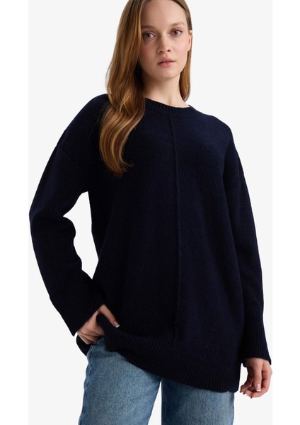 Loose Fit Bisiklet Yaka Triko Kazak Tunik F4547AX25WN modelleri