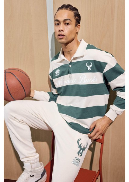 NBA Milwaukee Bucks Boxy Fit Polo Yaka Sweatshirt F5127AX25AU