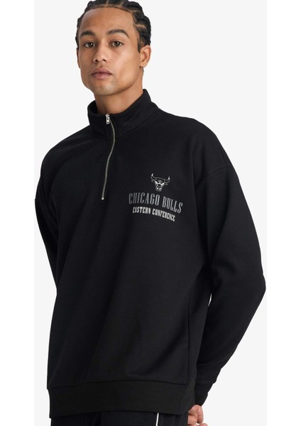 NBA Chicago Bulls Oversize Geniş Kalıp Dik Yaka Fermuarlı Sweatshirt F9813AX25AU modelleri