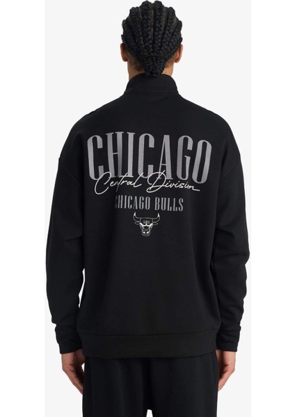 NBA Chicago Bulls Oversize Geniş Kalıp Dik Yaka Fermuarlı Sweatshirt F9813AX25AU