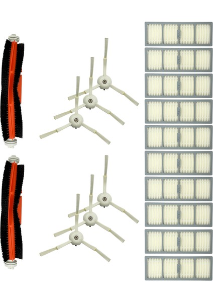 Philips Uyumlu Homerun 7000 Serisi Aqua XU7000, XU7100 Robot Süpürge Ana Fırça 2’li, Yan Fırça 6’lı, Hepa Filtre 10’lu