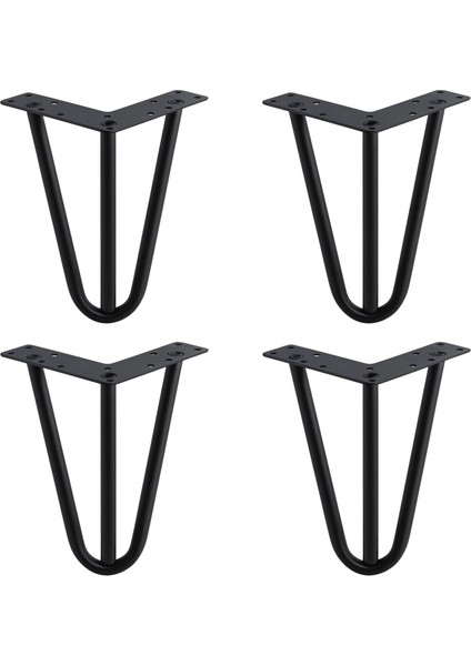 Martı 4 Adet Set Paket 15 cm Siyah Metal Mobilya Ayağı Üçgen Modern Koltuk Sehpa Masa Tv Ünitesi