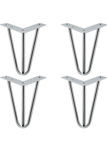 Martı 15 cm 4lü Set Gümüş Krom Metal Mobilya Ayağı Üçgen Modern Tasarım Koltuk Sehpa Masa Tv Ünitesi