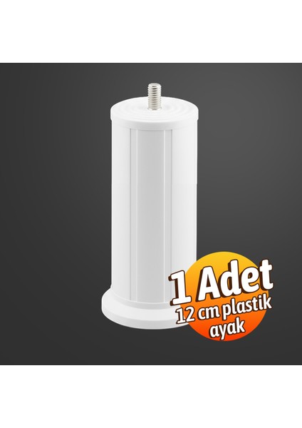 Keson 1 Adet 12 cm Beyaz Plastik Mobilya Baza Tv Ünitesi Yükseltme Ayağı Destek Ayağı