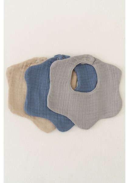 3'lü Pamuk 8 Katlı Multi Müslin Çiçek Erkek Bebek Salya Mama Önlüğü (Model2) fiyatları