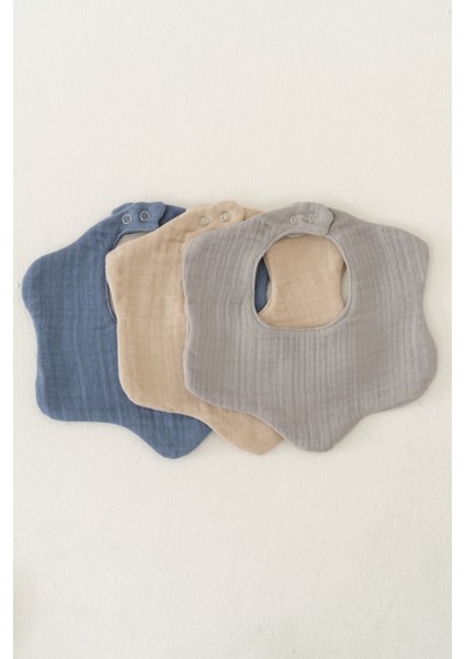 3'lü Pamuk 8 Katlı Multi Müslin Çiçek Erkek Bebek Salya Mama Önlüğü (Model2) fırsatları