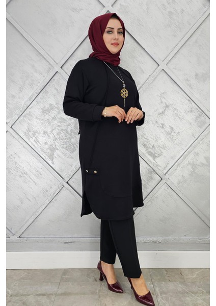 Kadın Kolye ve Düğme Detaylı Tesettür Tunik fiyatları