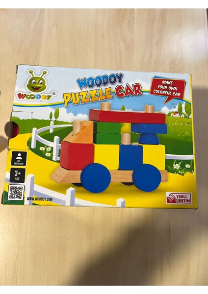 Renkli Ahşap Araba Yapboz, Eğlenceli ve Öğretici Oyun Seti