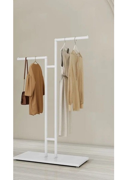 Metal Beyaz Ayaklı T Askılık Elbise Konfeksiyon Askısı 7007-NRM fırsatları