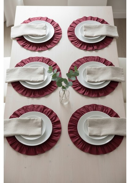 Pamuklu Fırfırlı Supla 6'lı Set Amerikan Servis 33 cm Çap Supla 6'lı