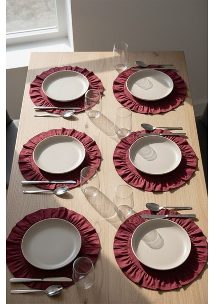 Pamuklu Fırfırlı Supla 6'lı Set Amerikan Servis 33 cm Çap Supla 6'lı fiyatları