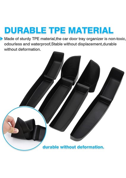 Tesla Model 3 Için 2017-2023 Kapı Yan Depolama Kutusu Kapı Tutucu Kolçak Tepsisi Organizatör Ön ve Arka Kapı Siyah 4 Pcs (Yurt Dışından) fırsatları