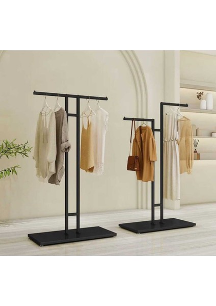 Metal Siyah Ayaklı Zigzak Askılık Elbise Konfeksiyon Askısı 7008-NRM