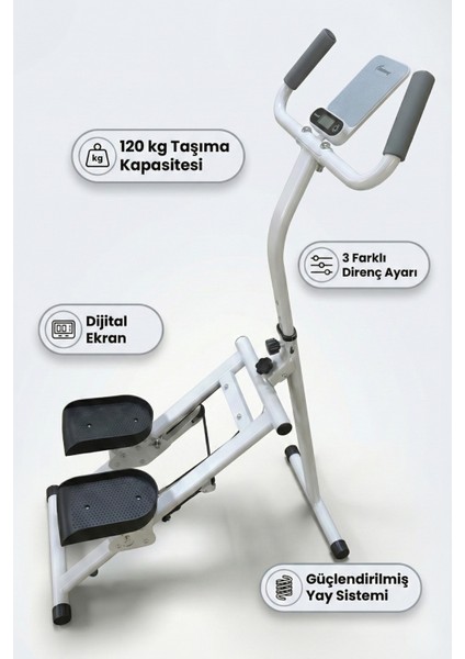 Ev Tipi Dikey Tırmanma Aleti 2 – Yağ Yakıcı, Sessiz, Katlanabilir, Dijital Ekranlı Kardiyo Makinesi