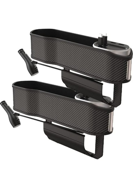 Araba Koltukları Uzay Dolgu Organizatör Kupa Tutucu Ön Araba Koltukları Organizatör 2 USB Port Konsol Yan Cep (2 Paket) (Yurt Dışından)