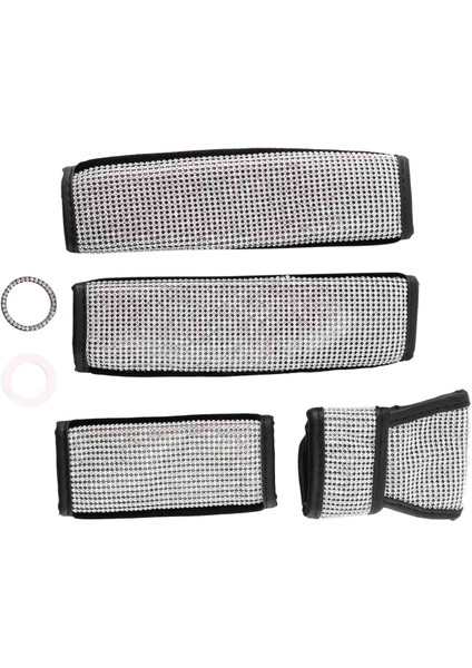 5 Paket Elmas Araba Aksesuarları Için Kadın Iç Bling Emniyet Kemeri Kapakları Bling Vites Vardiyası Kapağı El Freni Kapağı (Yurt Dışından)