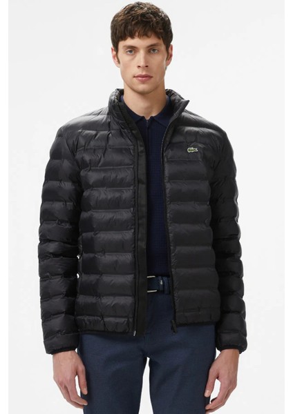 Synthetic Fill Jacket Gizlenebilir Kapişonlu Şişme Erkek Mont Siyah