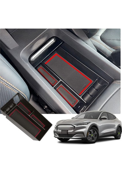 Ford Mustang Mach-E 2021-2022 Için Orta Konsol Organizatör Tepsisi Para Tutucu Kırmızı (Yurt Dışından) modelleri