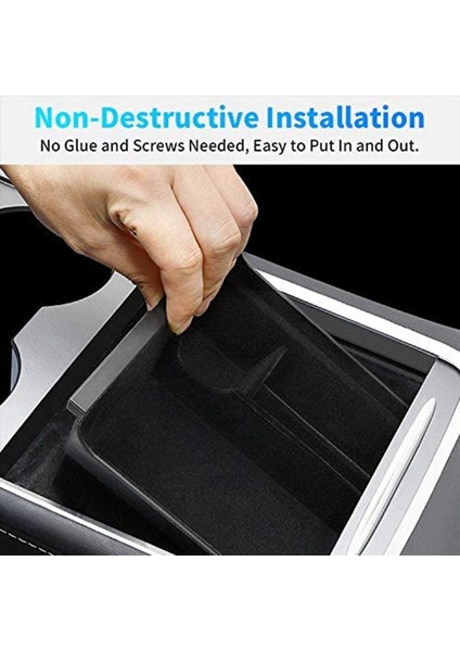 6pcs Center Console Organizer Tepsisi 2021 Tesla Model 3/y Koltuk Emri Cubby Çekmece Saklama Kutusu Aksesuarları (Flock) (Yurt Dışından) fiyatları