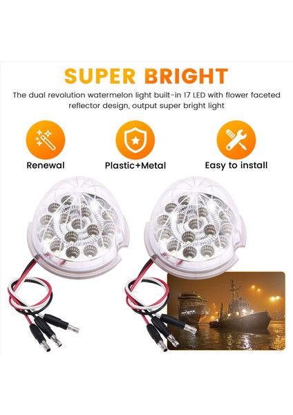 2pcs 17LED Karpuz Işığı Yarı Kamyon Durdurma Dönüş Sinyal Işaretleyici Lambalar Araba Kamyonu Tekne Beyaz (Yurt Dışından) indirimleri