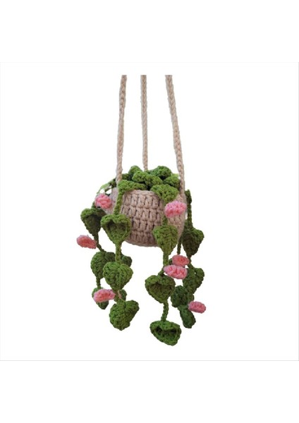 Dikiz Ayna Kolye Sevimli Saksı Bitkileri Tığ Işi Araba Ayna El Örme Bitki Asılı Süslemeler Araba Aksesuarları B (Yurt Dışından)