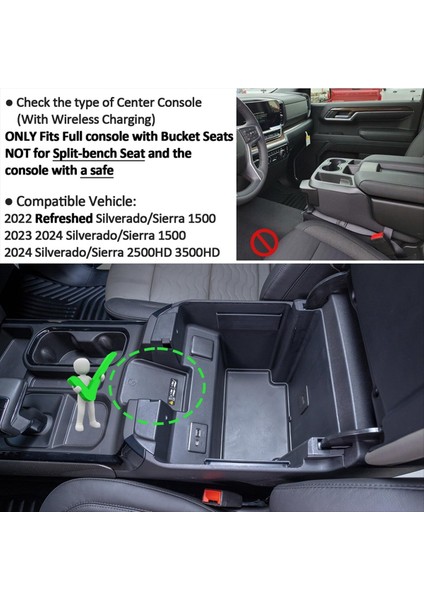 Chevrolet Için Silverado Gmc Sierra 1500 2022-2024 Merkez Konsolu Organizatör Koltuk Saklama Kutusu Tepsiye Aksesuarlar Ekle (Yurt Dışından) fırsatları