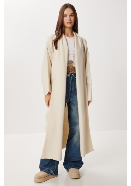 Oversize Uzun Triko Hırka LDD0129 Kemik modelleri