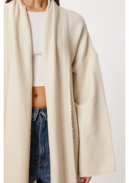 Oversize Uzun Triko Hırka LDD0129 Kemik fırsatları