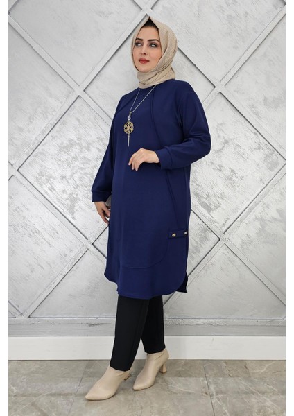 Kadın Kolye ve Düğme Detaylı Tesettür Tunik fiyatları
