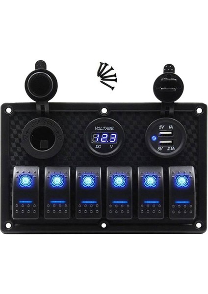 12/24V 6 Dijital Voltmetre Test Cihazı ile Anahtar Paneli 3 0 USB Şarj Cihazları Bule Hafif Tekne Güç Adaptörü (Yurt Dışından)