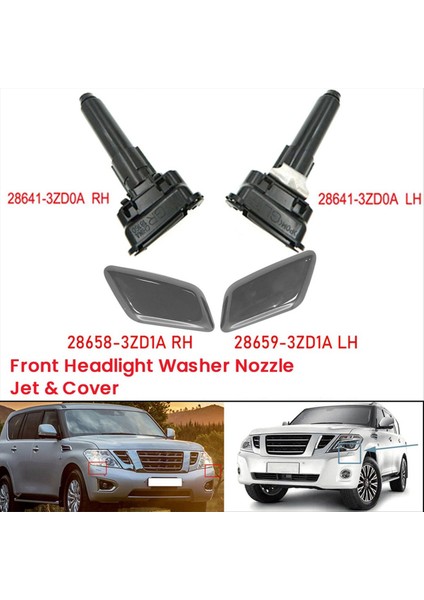 4pcs/set Ön Far Yıkayıcı Nozul ve Nissan Devriyesi Için Far Jet Kapağı 2013- 28641-3ZD0A/28642 28658-3ZD1A/28659 (Yurt Dışından) indirimleri
