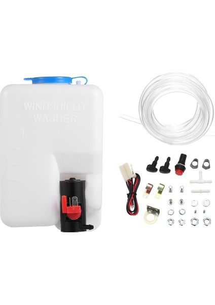 Evrensel Araba Ön Cam Yıkayıcı Pompası Yıkayıcı Sıvı Rezervuar Şişe Kiti Yıkayıcı Sistemi Pompa Jet Düğmesi Anahtarı 160186 (Yurt Dışından)