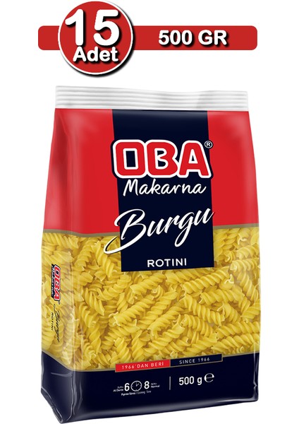 Burgu Makarna 500 G x 15 Adet | Aile Boyu Stok Paketi