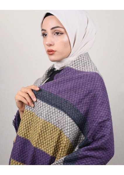 Kadın Çift Taraflı Omuz Şal Renkli Saçaklı 70*200CM Standart