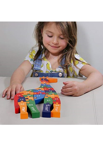 Renkli Ahşap Zürafa ve Alfabe Sayılar Yapboz, 41 Cm, Eğlenceli Öğrenme Seti modelleri