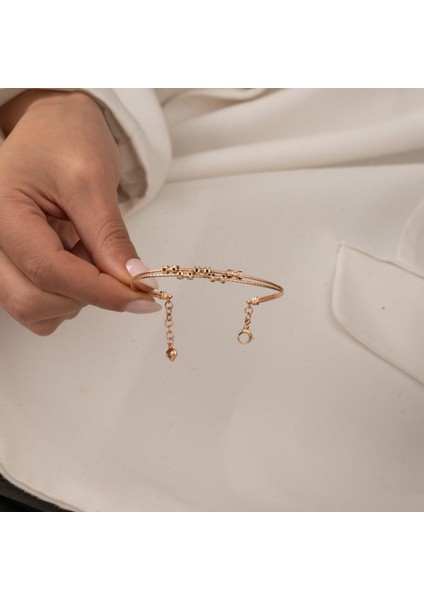 Taşlı 14 Ayar Rose Altın Kelepçe fiyatları