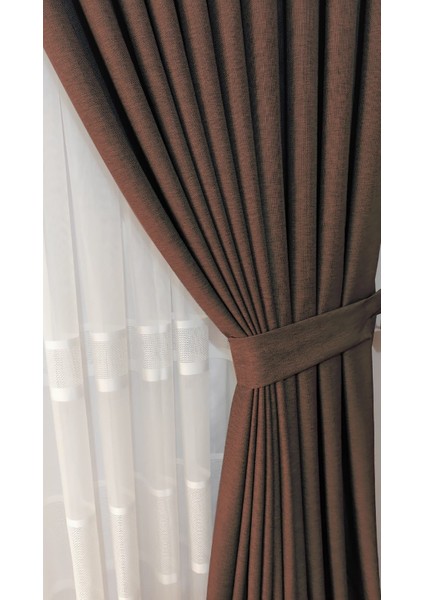 Keten Fon Perde 1/3 Sık Pileli Dikim Korniş Için Tek Kanat(30 Renk)