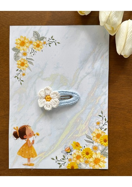 Saç Tokası Özel Çiçek Tasarımı Handmade 3'lü Çıt Çıt Toka Seti indirimleri