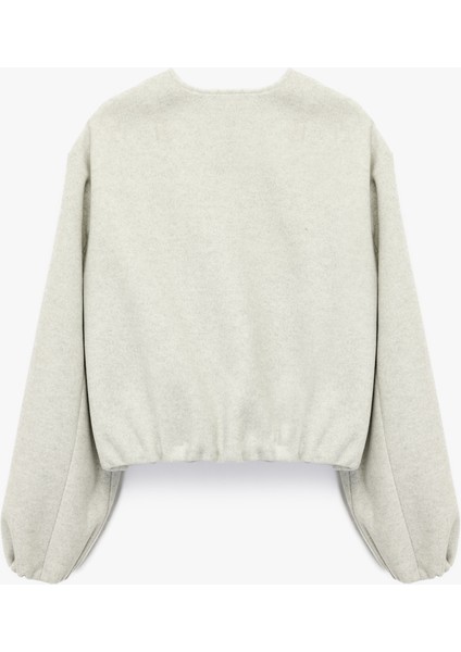 Kaşe Bomber Ceket Crop Bisiklet Yaka Fermuarlı Cepli Uzun Kollu fiyatları