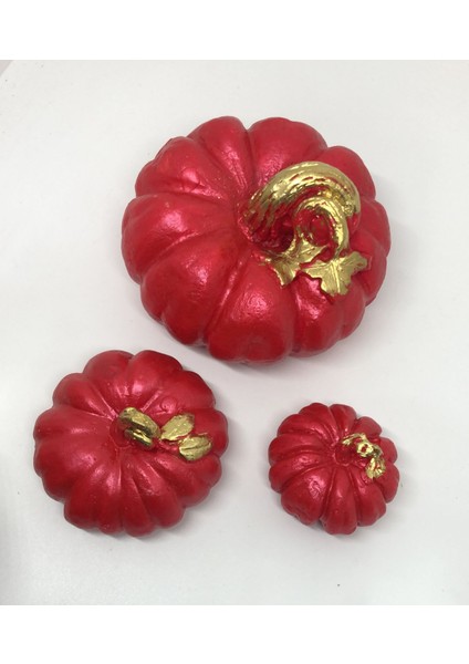 Dekoratif Bal Kabağı 3 Lü Kırmızı