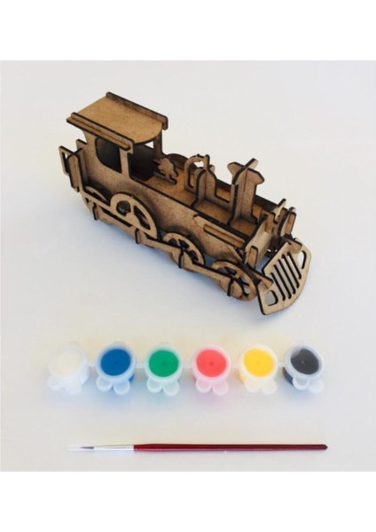 Ahşap Tren Boyama Seti, Beyaz, Çocuklar Için Eğlenceli ve Öğretici Aktivite