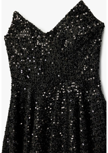 Kalp Yaka Straplez Volanlı Pullu Payetli Mini Abiye Elbise modelleri