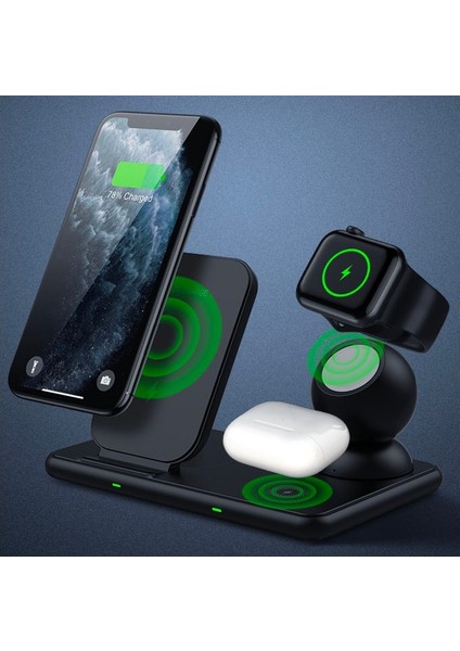 W58 15W Qi Hızlı Şarj 4 In 1 Iphone+ Airpods Pro Kablosuz Şarj Standı fiyatları