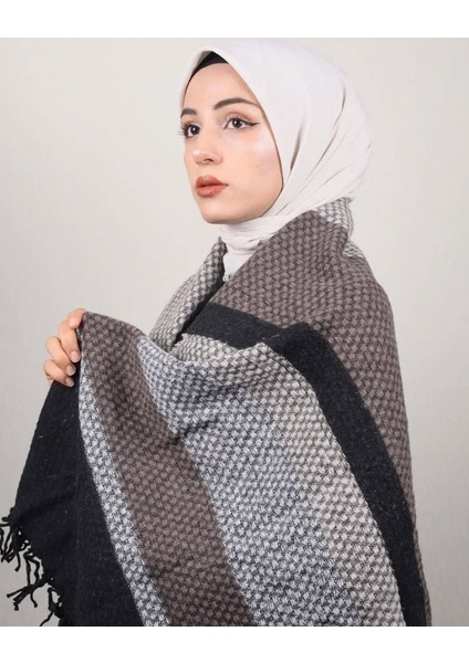 Kadın Çift Taraflı Omuz Şal Renkli Saçaklı 70*200CM Standart