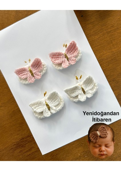Yenidoğan Bebek Tokası El Emeği Karma 4'lü Set Saçsız Bebek Toka Seti