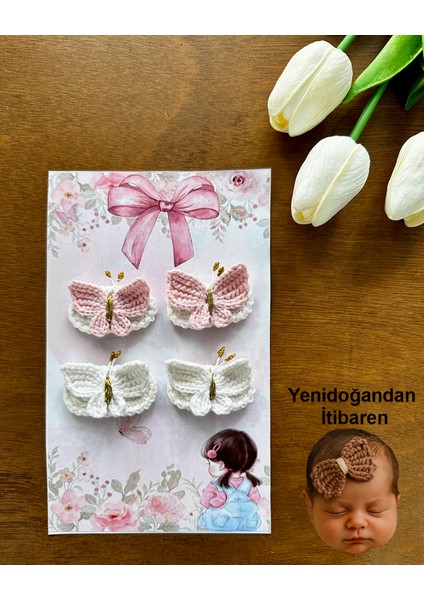 Yenidoğan Bebek Tokası El Emeği Karma 4'lü Set Saçsız Bebek Toka Seti fiyatları