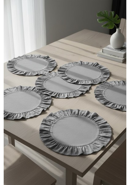 Pamuklu Fırfırlı Supla 6'lı Set Amerikan Servis 33 cm Çap Supla 6'lı fiyatları